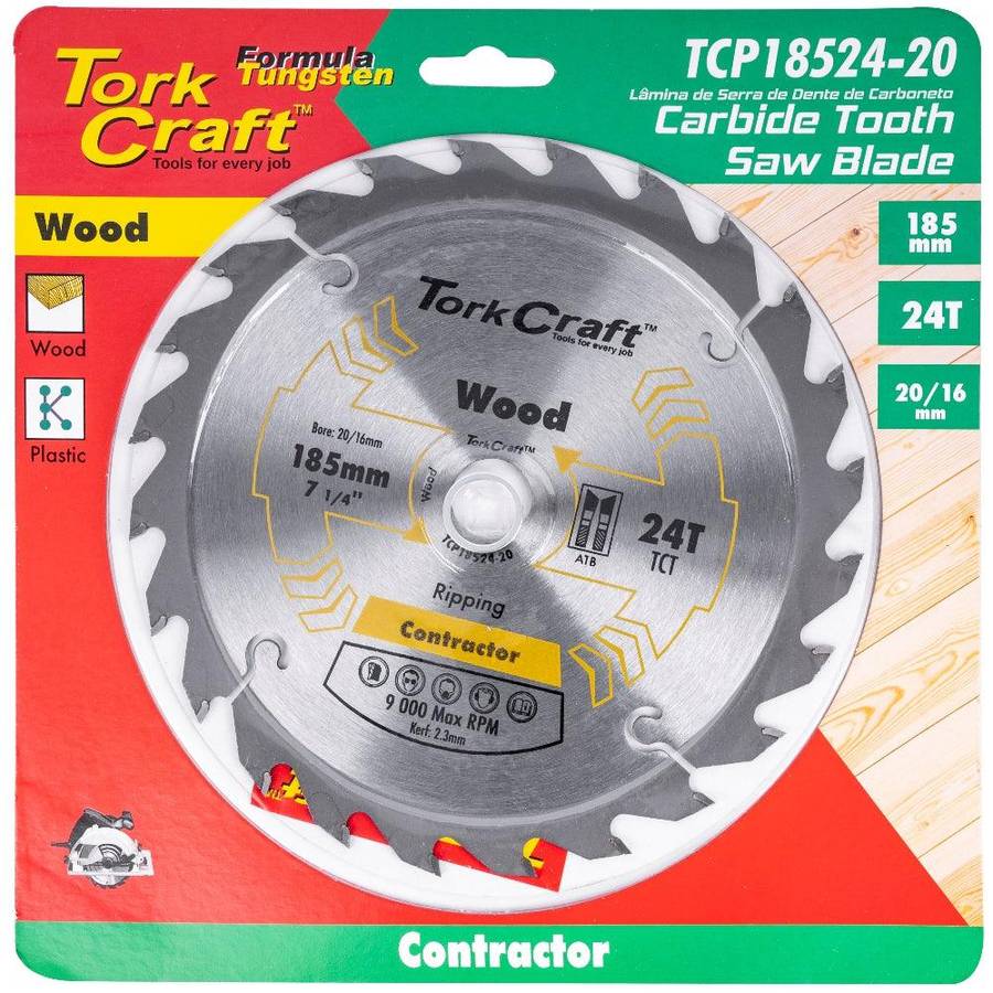 Tork Craft Blade Contractor 185 X 24 T 20 16 Mm Circular Saw Tct