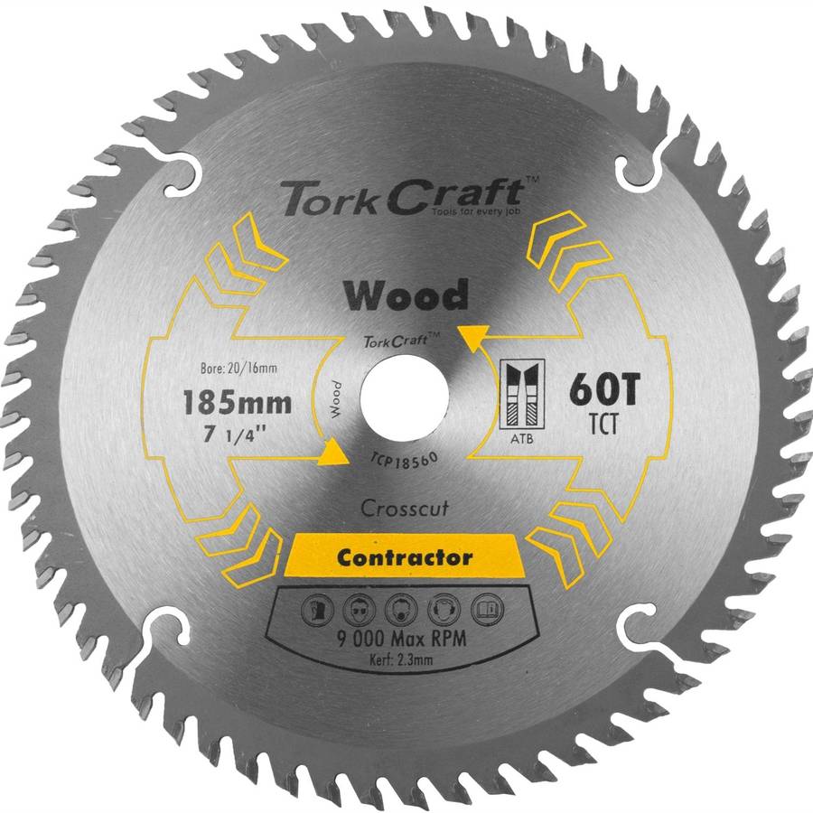 Tork Craft Blade Contractor 185 X60 T 20/16 Circular Saw Tct