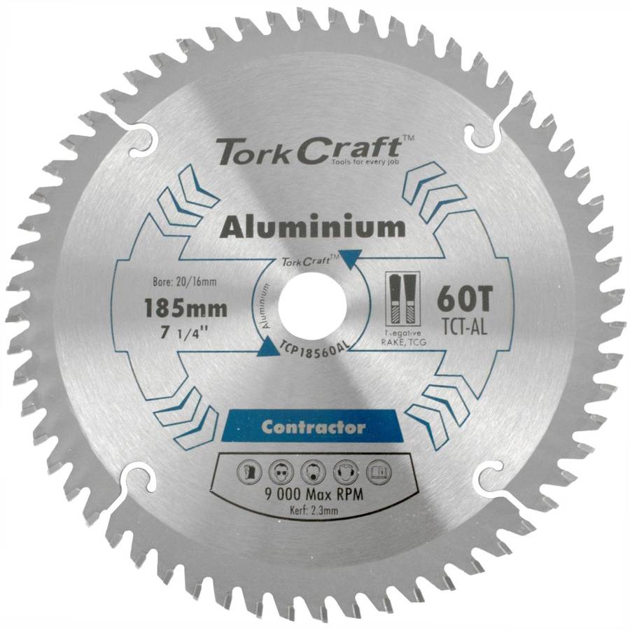 Tork Craft Blade Contractor Alum 185 X 60 T 20/16 Circular Saw Tct