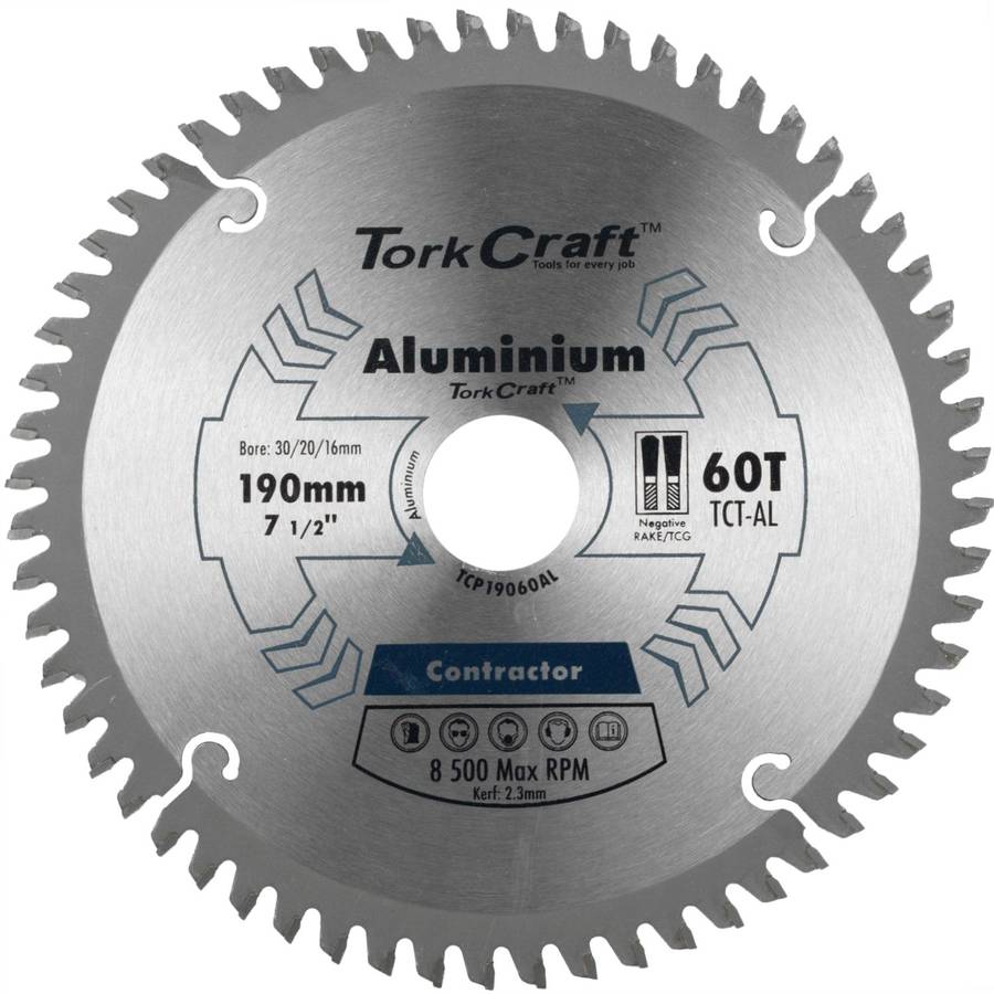 Tork Craft Blade Contractor Alum 190 X 60 T 30/20/16 Circular Saw Tct