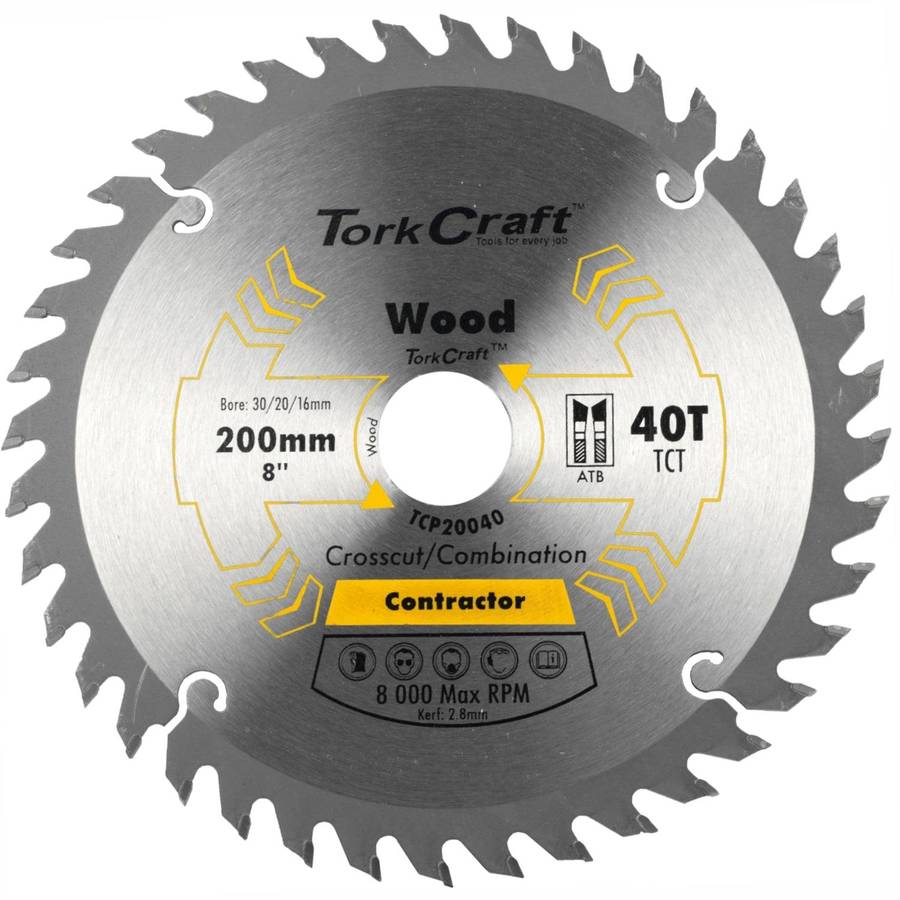 Tork Craft Blade Contractor 200 X 40 T 30/1/20/16 Circular Saw Tct