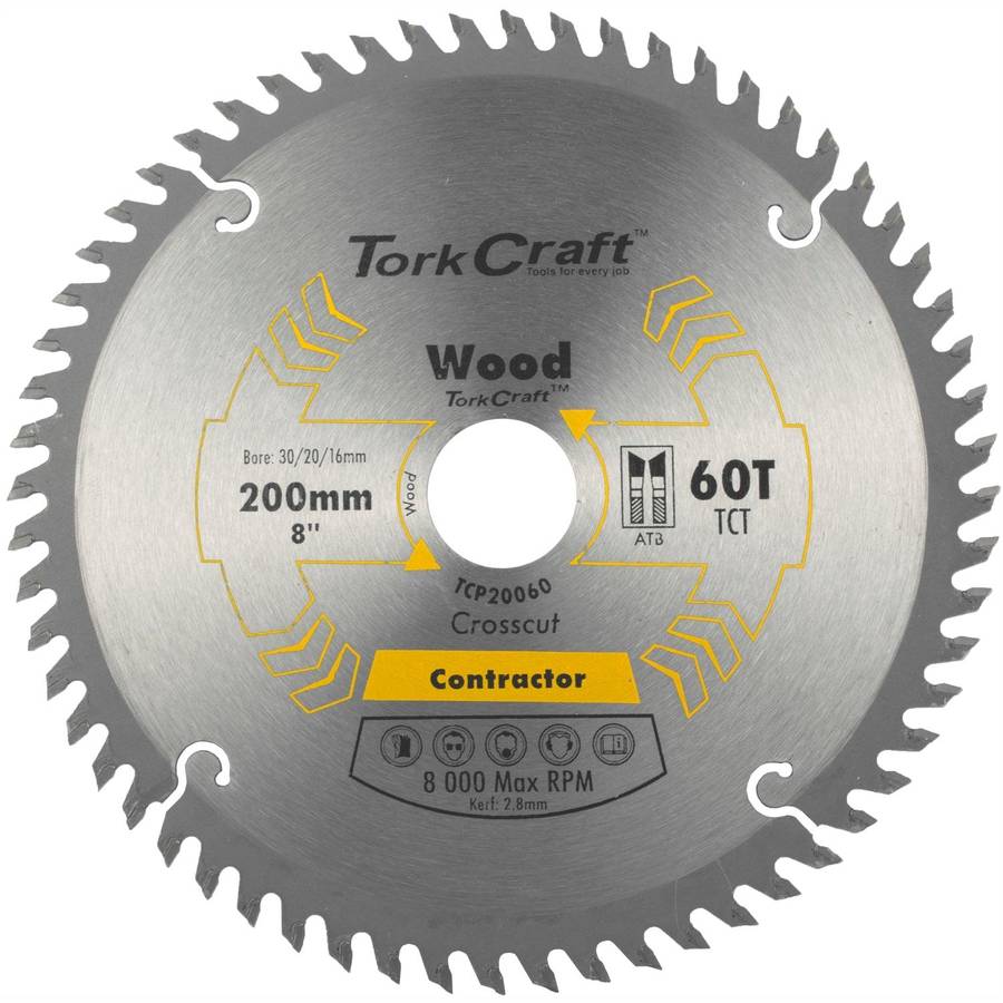 Tork Craft Blade Contractor 200 X 60 T 30/20/16 Circular Saw Tct