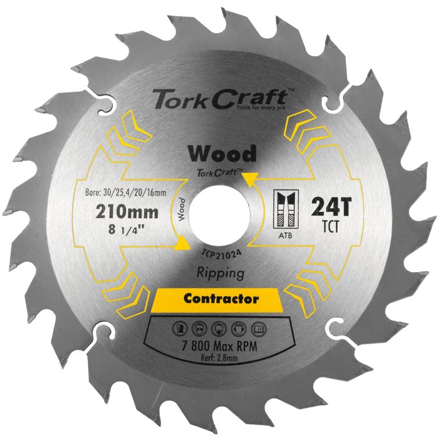 Tork Craft Blade Contractor 210 X 24 T 30/1/20/16 Circular Saw Tct