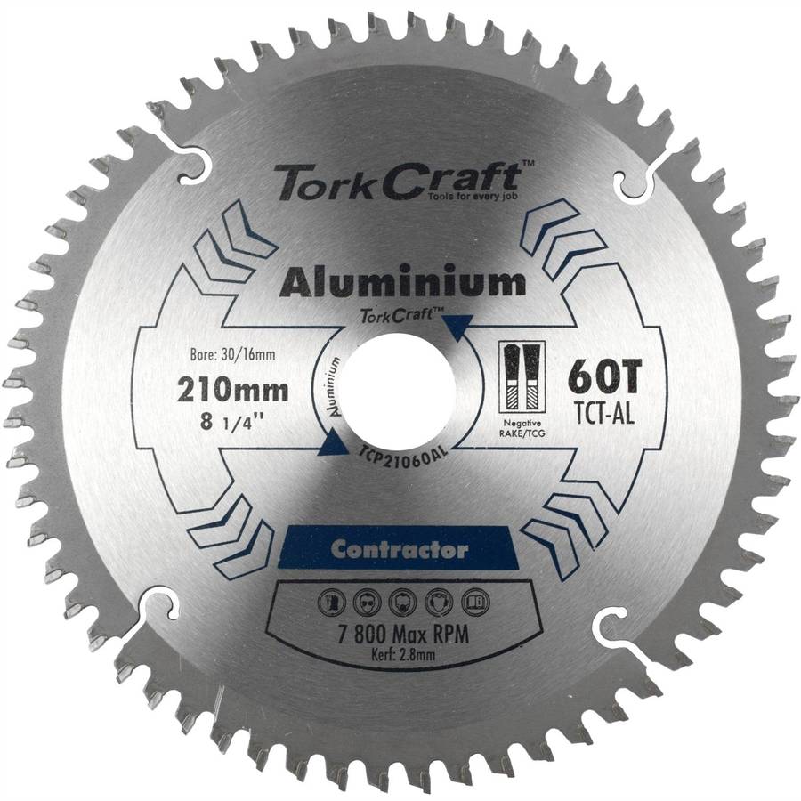 Tork Craft Blade Contactor Alum 210 X 60 T 30/16 Circular Saw Tct