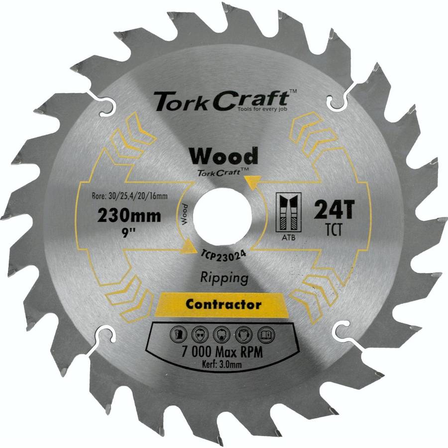 Tork Craft Blade Contractor 230 X24 T 30/1/2 Circular Saw Tct