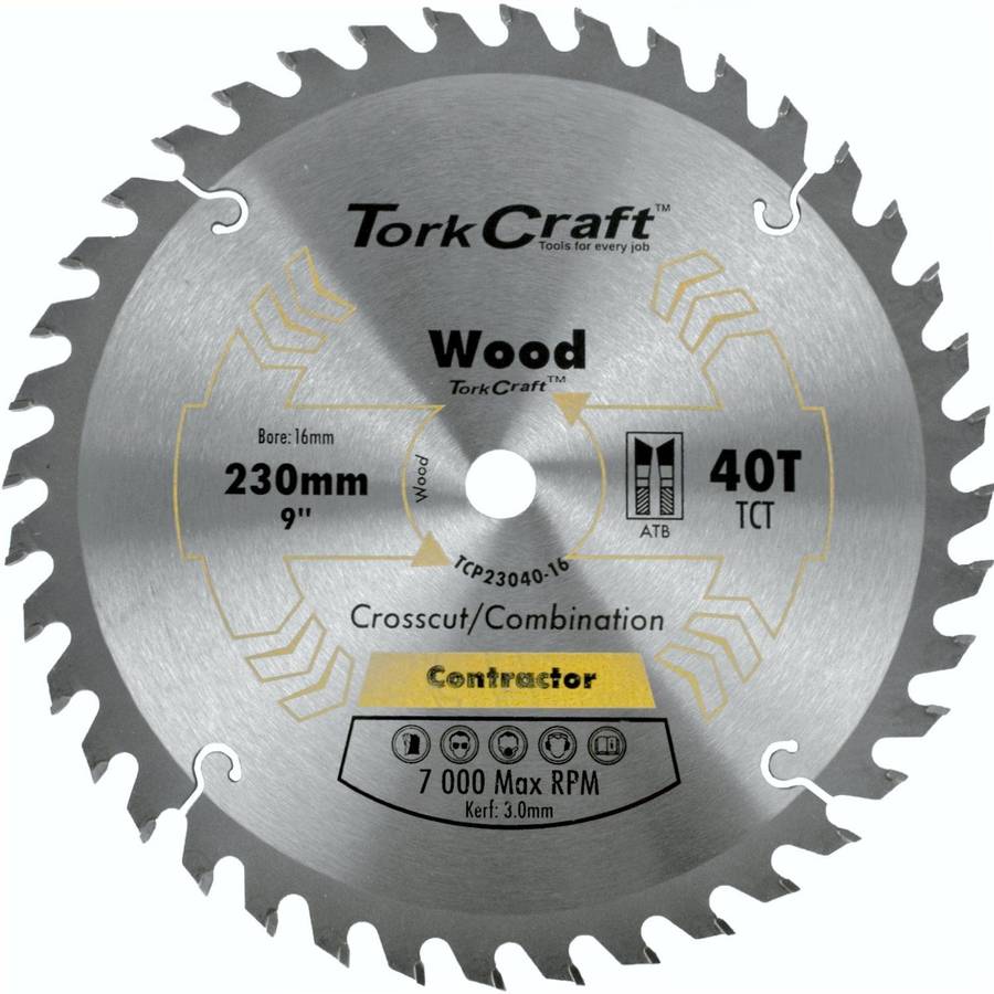 Tork Craft Blade Contractor 230 X40 T 16 Mm Circular Saw Tct