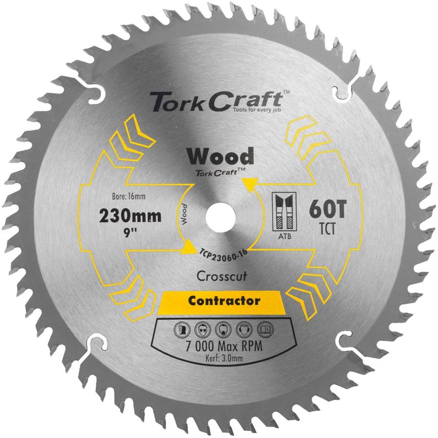 Tork Craft Blade Contractor 230 X 60 T 16 Mm Circular Saw Tct