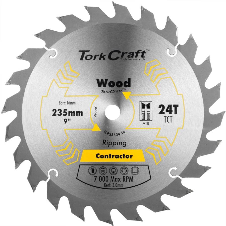 Tork Craft Blade Contractor 235 X 24 T 16mm Circular Saw Tct