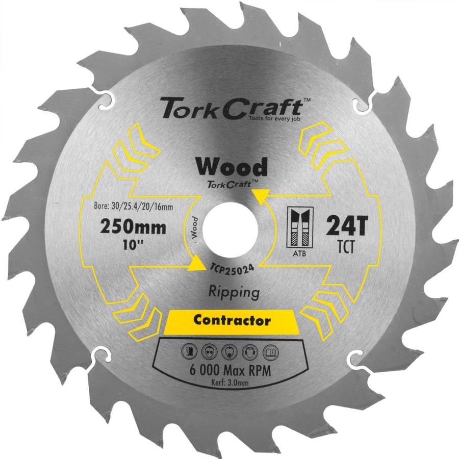 Tork Craft Blade Contractor 250 X 24 T 30/16 Circular Saw Tct