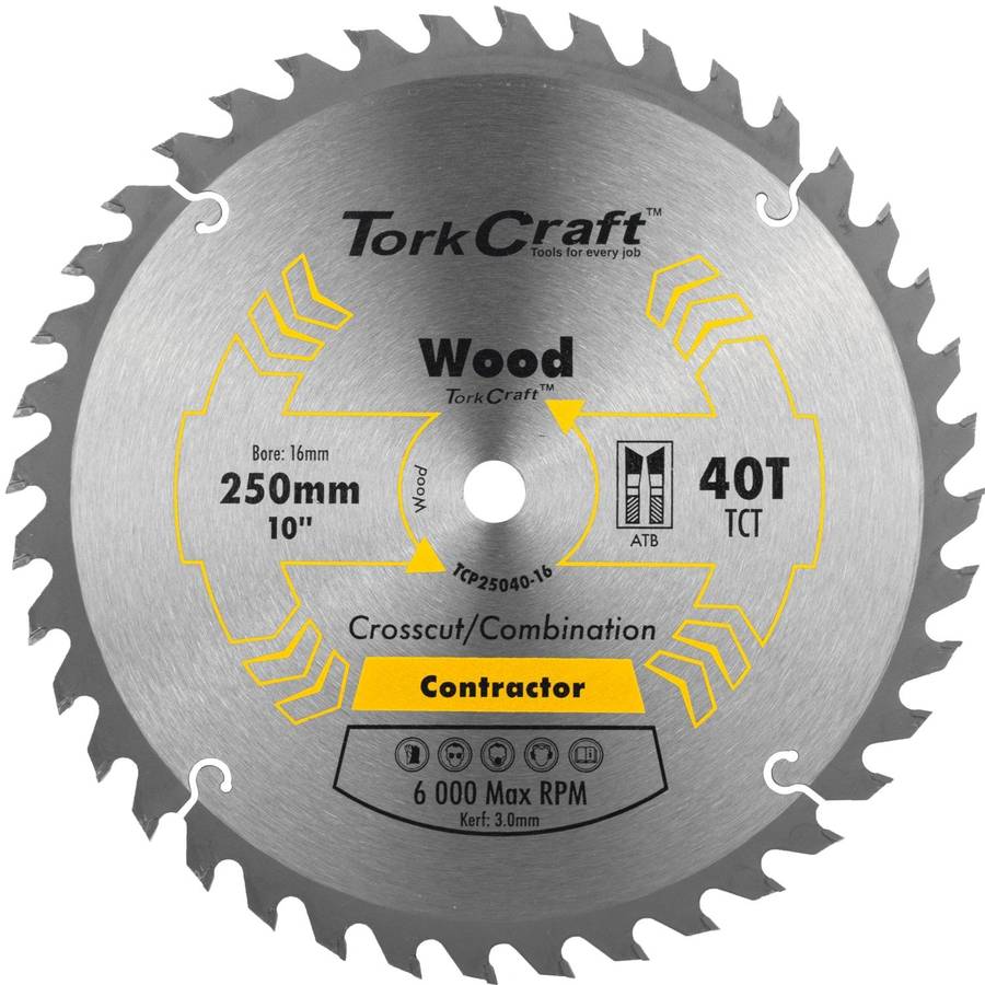 Tork Craft Blade Contractor 250 X 40 T 16 Mm Circular Saw Tct