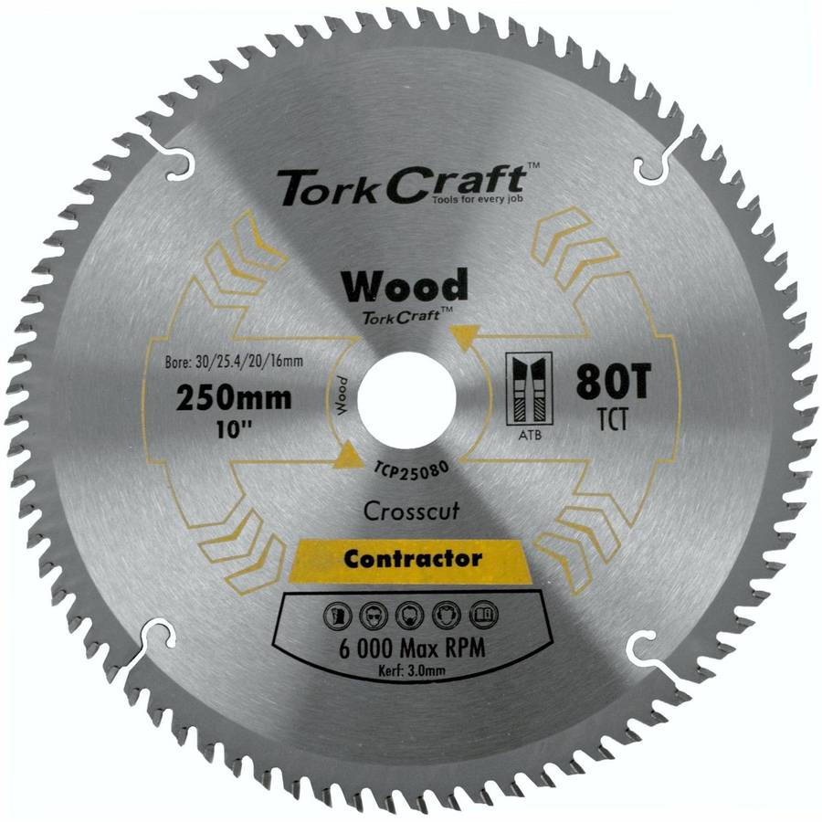 Tork Craft Blade Contractor 250 X 80 T Atb 30/16 Circular Saw Tct
