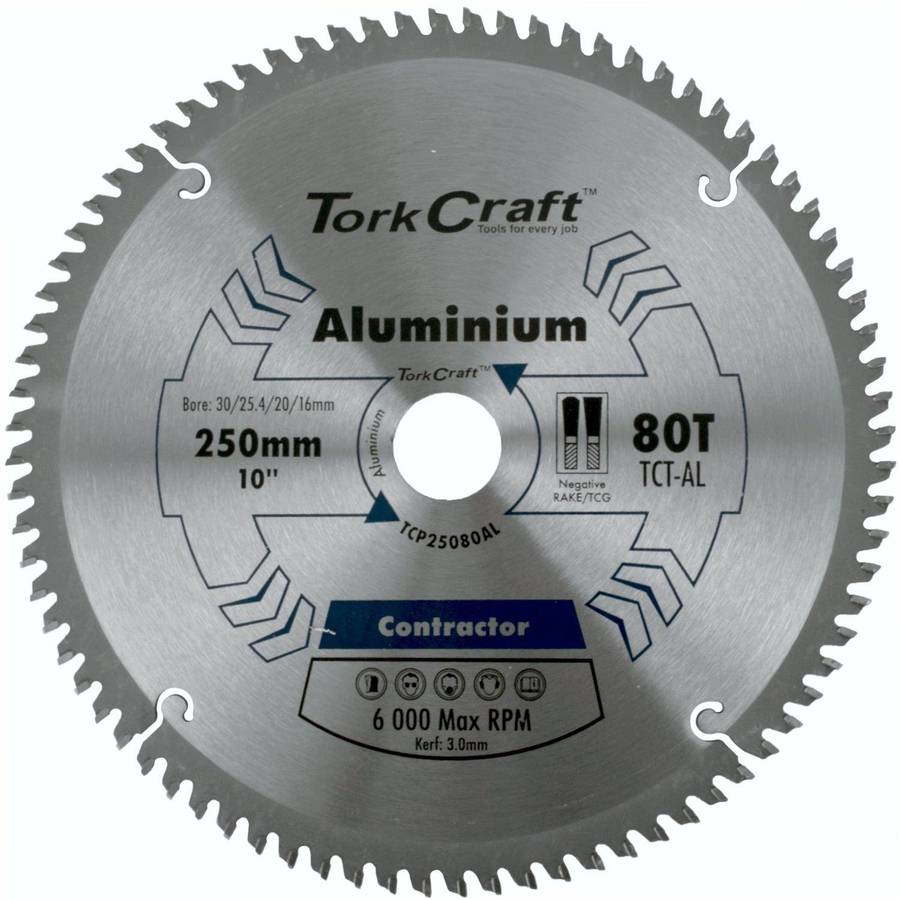 Tork Craft Blade Contractor Alum 250 X 80 T Tcg Neg 30 Mm Circular Saw Tct