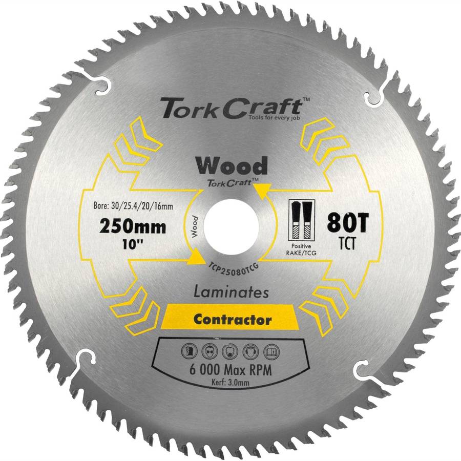 Tork Craft Blade Contractor 250 X 80 T Tcg Neg Circular Saw Tct
