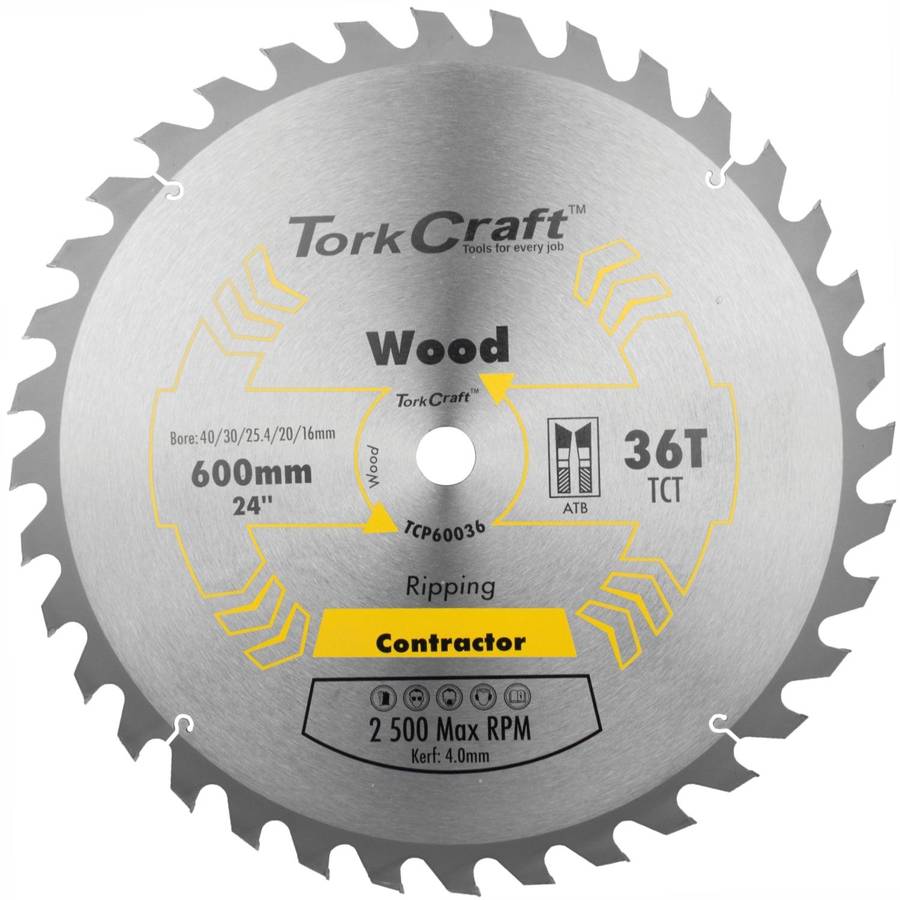 Tork Craft Tct Saw Blade Ripping 600 X36 T 40/30/25.4/20/16