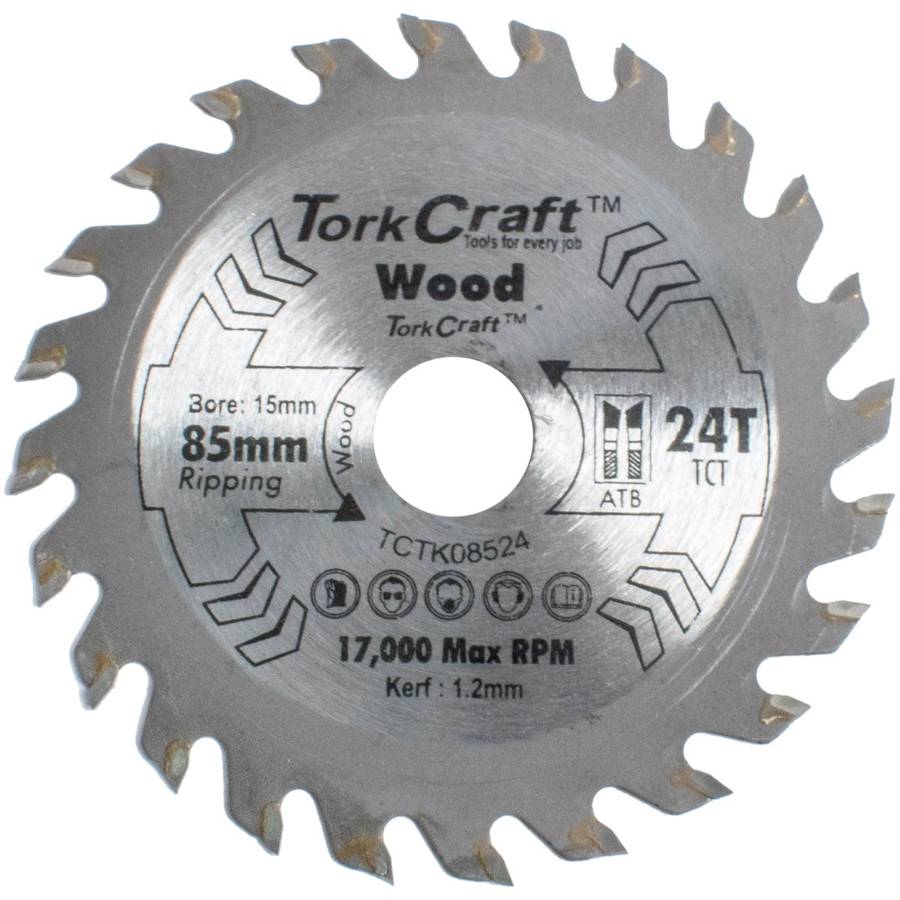 Tork Craft Tct Saw Blade 85 Mm X 1.2 Mm X 15 Mm X 24 T Wood Thin Kerf