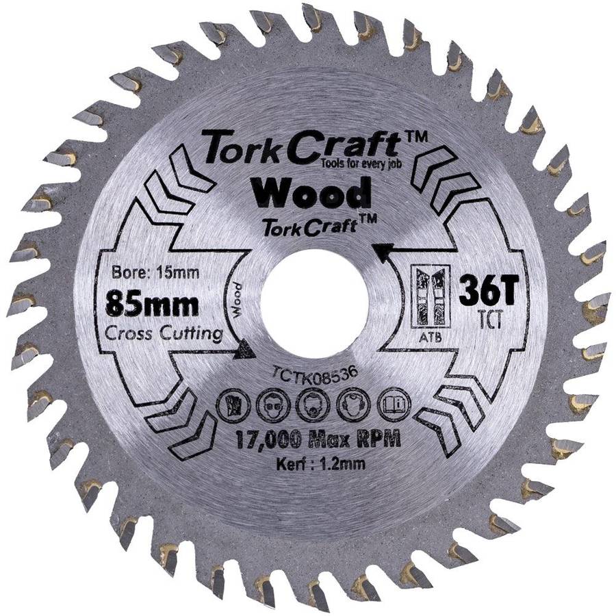 Tork Craft Tct Saw Blade 85 Mm X 1.2 Mm X 15 Mm X 36 T Wood Thin Kerf