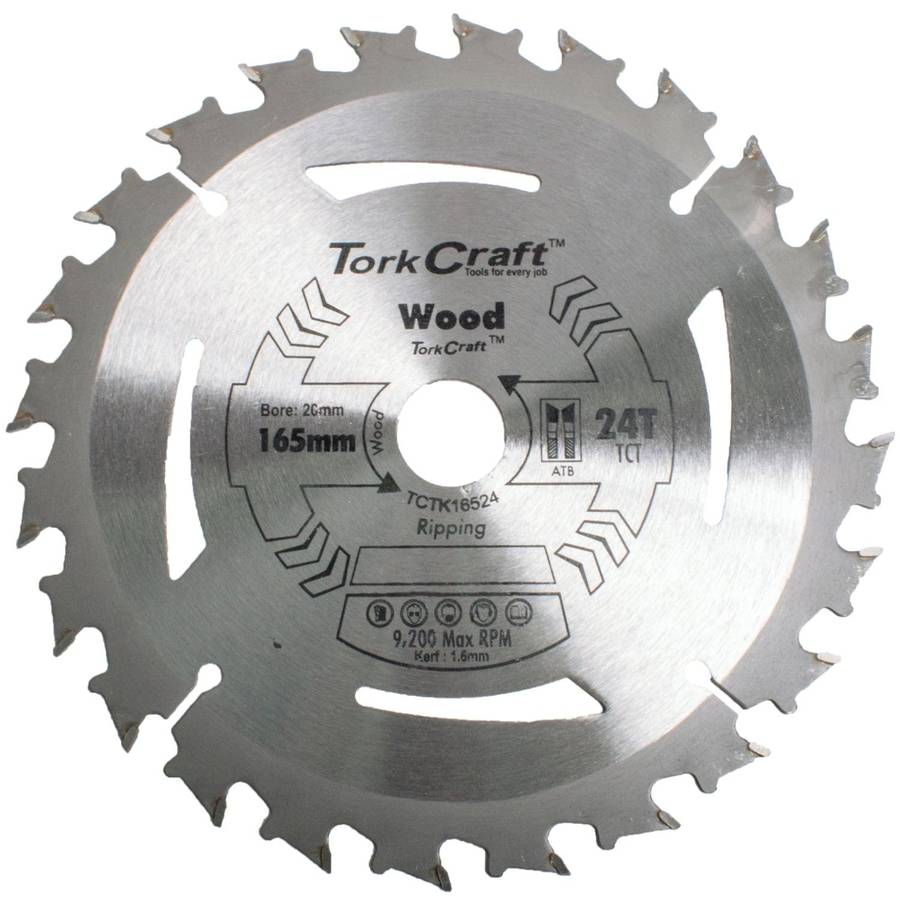 Tork Craft Tct Saw Blade 165 Mm X 1.6 Mm X 20 Mm X 24 T Wood Thin Kerf