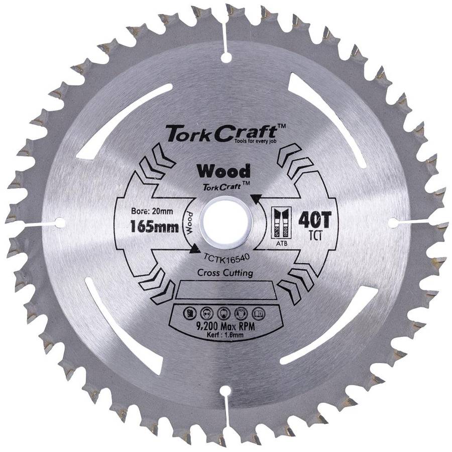 Tork Craft Tct Saw Blade 165 Mm X 1.6 Mm X 20 Mm X 40 T Wood Thin Kerf