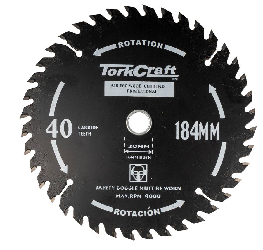 Tork Craft Saw Blade Thin Kerf 184 X 40 T 20/16 Tct