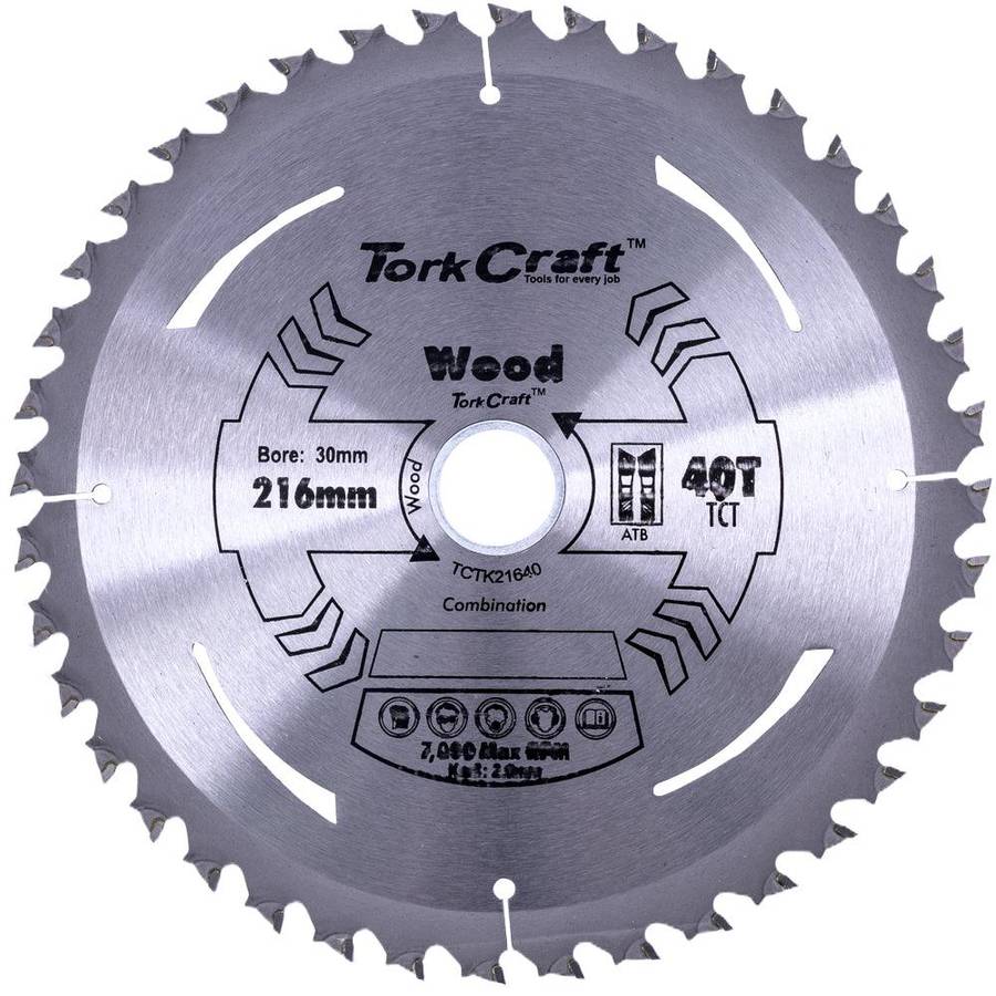 Tork Craft Tct Saw Blade 216 Mm X 2.0 Mm X 30 Mm X 40 T Wood Thin Kerf