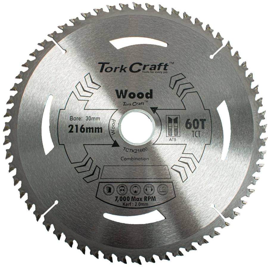 Tork Craft Tct Saw Blade 216 Mm X 2.0 Mm X 30 Mm X 60 T Wood Thin Kerf
