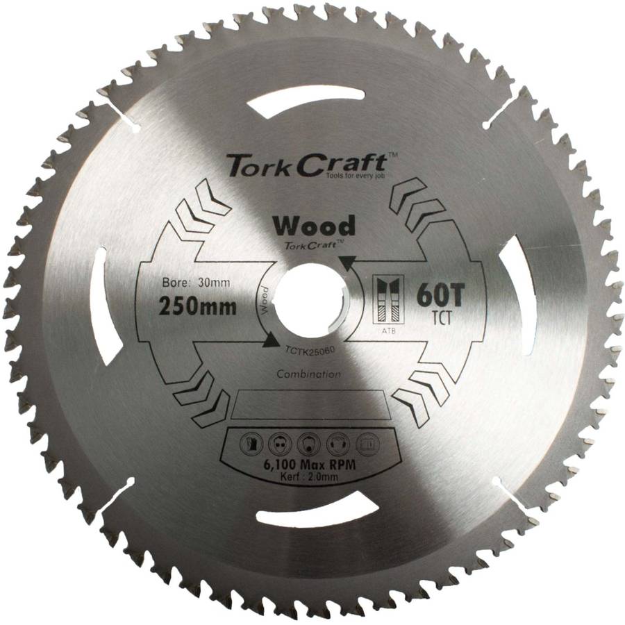 Tork Craft Saw Blade Thin Kerf 250 X 60 T 30 16 Tct