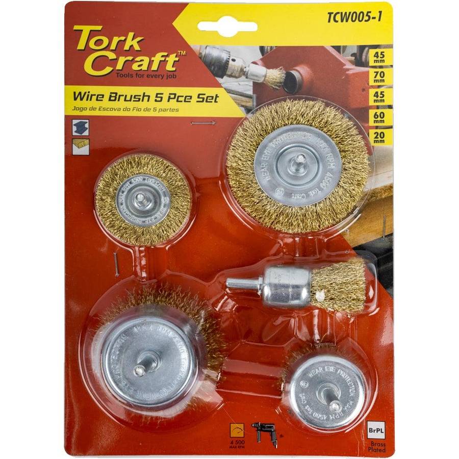 Tork Craft Wire Brush Set 5 Pce With 6 Mm Shaft Cup/Circ/End