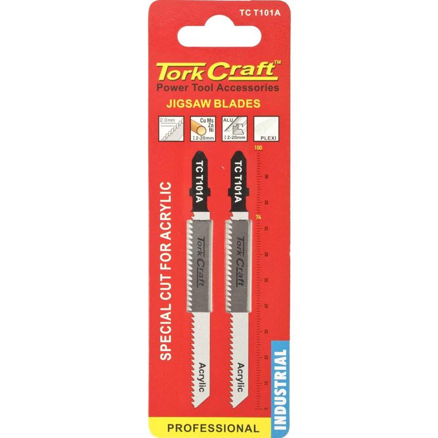 Tork Craft T Shank Jigsaw Blade For Acrylic 2.0 Mm 12 Tpi 100 Mm 2 Pc