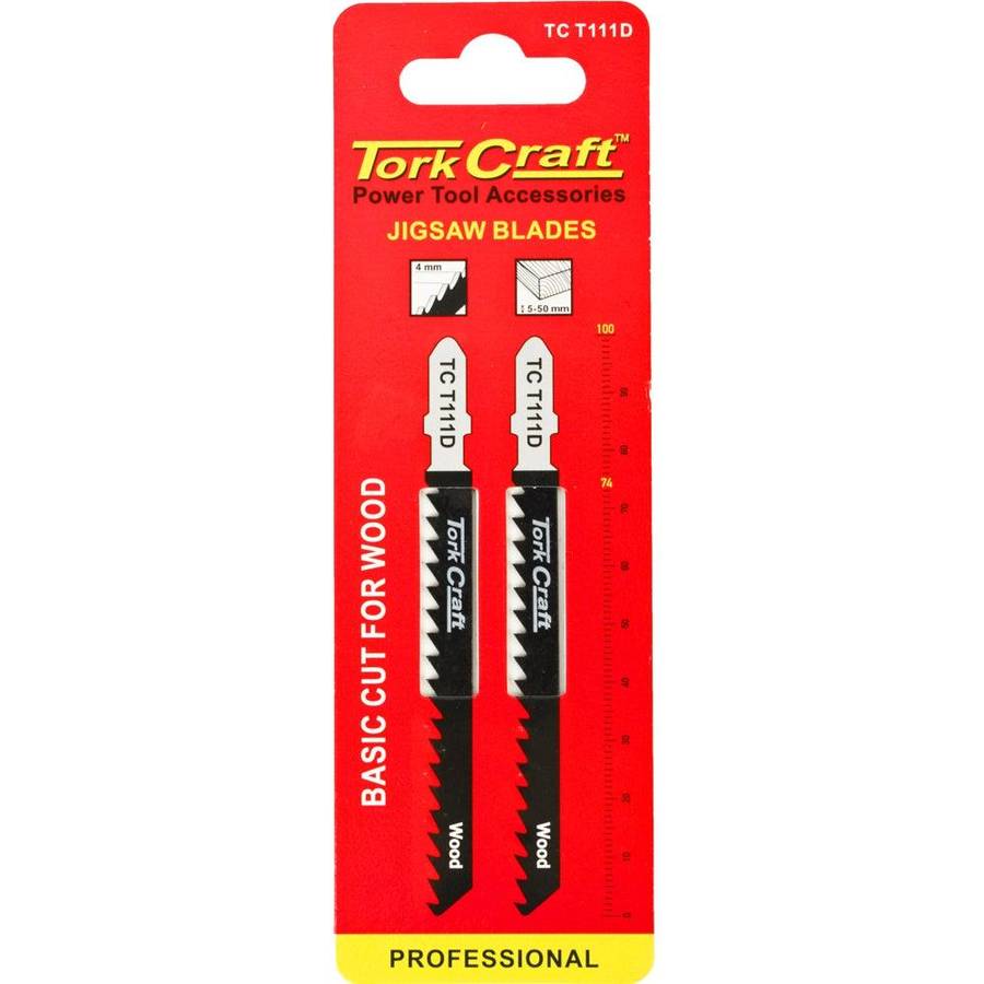 Tork Craft T Shank Jigsaw Blade For Wood 4 Mm 6 Tpi 100 Mm 2 Pc