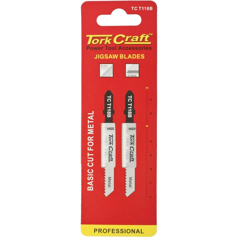 Tork Craft T Shank Jigsaw Blade For Metal 2 Mm 12 Tpi 75 Mm 2 Pc