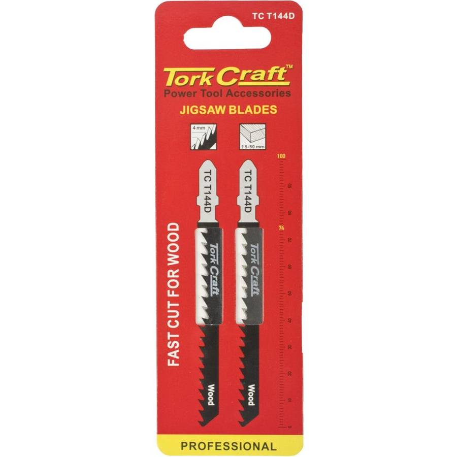 Tork Craft T Shank Jigsaw Blade Fast Cut For Wood 4 Mm 6 Tpi 2 Pc