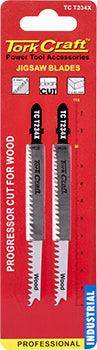 Tork Craft T Shank Jigsaw Blade For Wood 2.3 Mm 9 Tpi 95 Mm 2 Pc