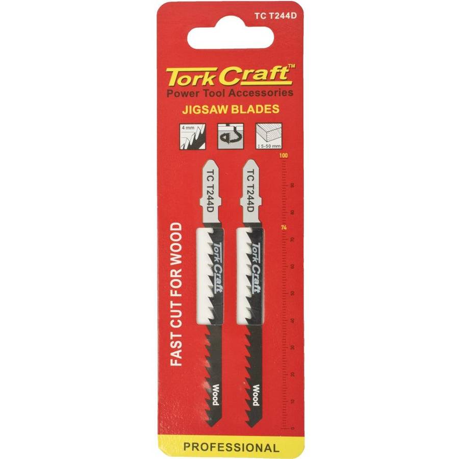 Tork Craft T Shank Jigsaw Blade Fast Cut For Wood 4 Mm 6 Tpi 2 Pc