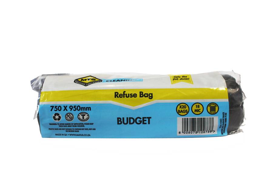 Refuse Bag Mts Std Black 950 X750 Mm P/20
