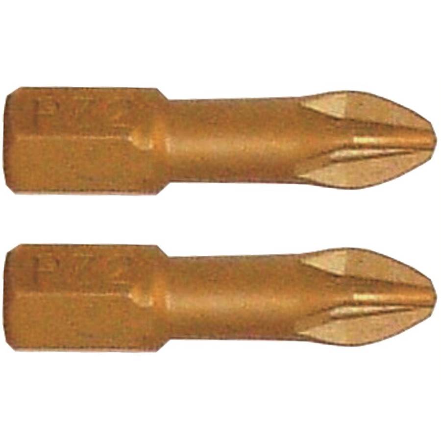 Tork Craft Pozi 2 X 25 Mm Insert Bit Torsion Tin Coated 2 Pce Pz2