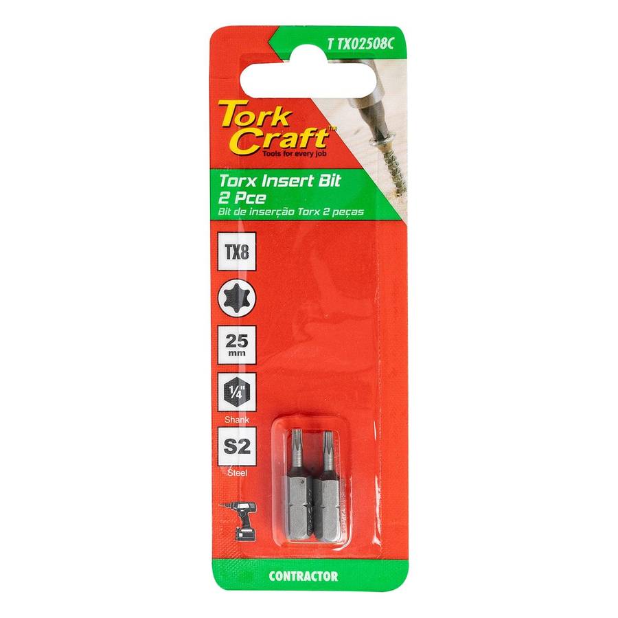 Tork Craft Torx Tx 8 Classic Insert Bit 25 Mm 2 Pc Carded