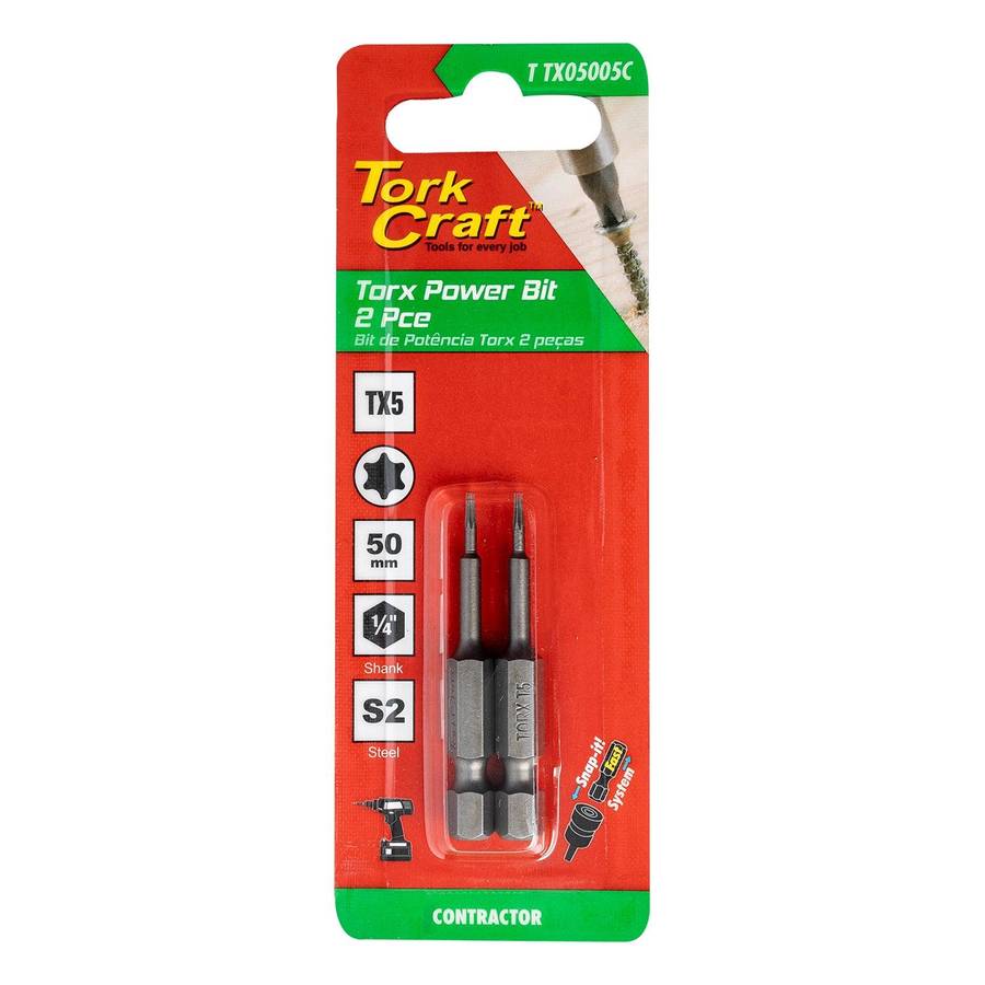 Tork Craft Torx Tx 5 Classic Power Bit 50 Mm 2 Pc Carded