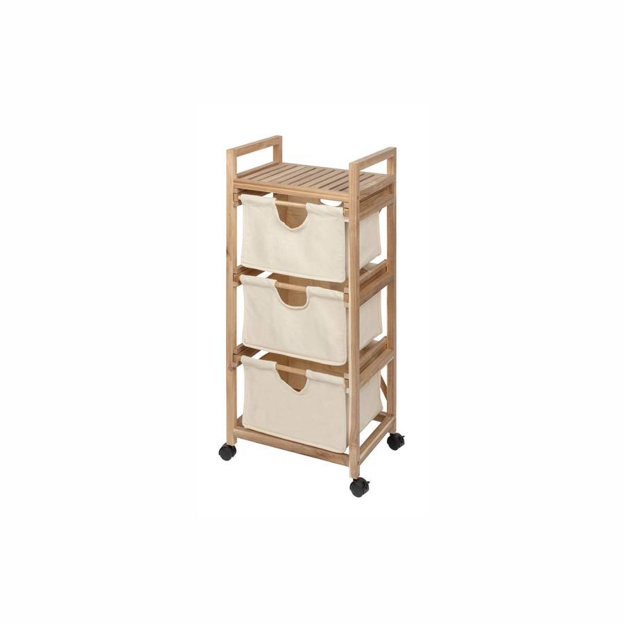 Wenko Laundry Trolley 3 Drawers Acina Acacia Wood