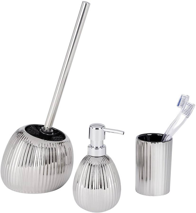 Wenko Toilet Brush Polaris Range Silver Riff Ceramic