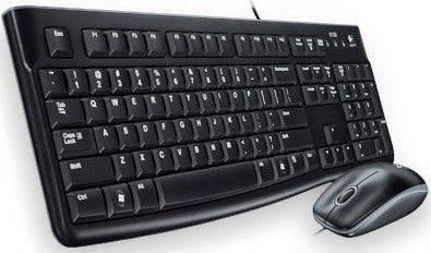 Logitech Desktop MK120, Standard, Wired, USB, QWERTY, Black, Mouse included