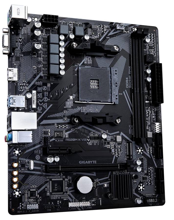 Gigabyte AMD A520M-K For 3RD/4TH/5TH Generation AMD Ryzen Processors; 2X Dual DDR4; 1X M2; HDM...