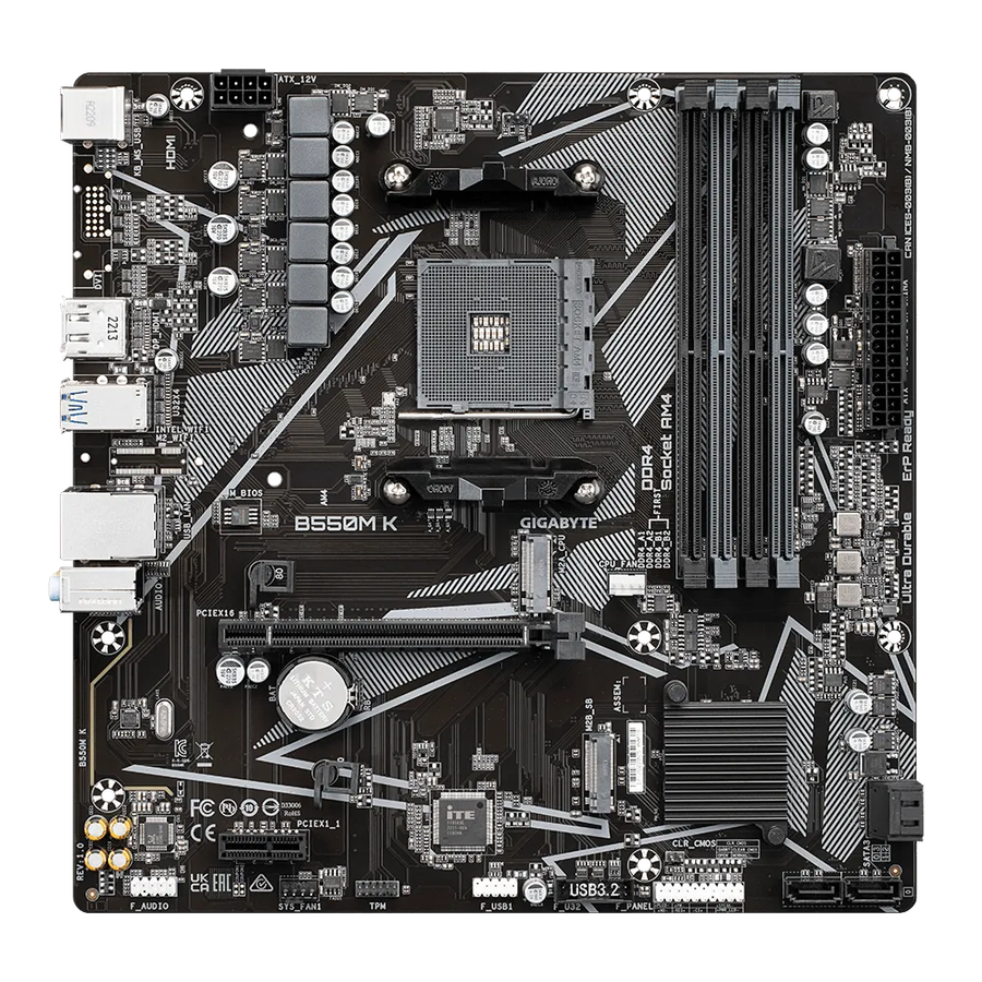 Gigabyte AMD B550 Chipset For AMD AM4; 4X Dual DDR4; 2X M2; HDMI; DP; MATX
