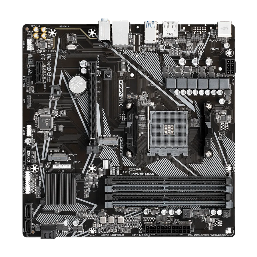 Gigabyte AMD B550 Chipset For AMD AM4; 4X Dual DDR4; 2X M2; HDMI; DP; MATX
