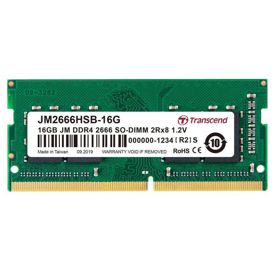 Transcend 16GB Jet Memory DDR4 2666MHZ Notebook SO-DIMM 2RX8 1GX8 CL19