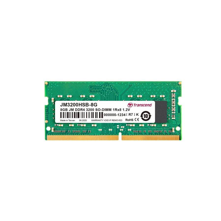 Transcend JetRam 8GB DDR4 3200MHz CL22 1.2V 260-pin SO-DIMM Notebook Memory (JM3200HSB-8G)
