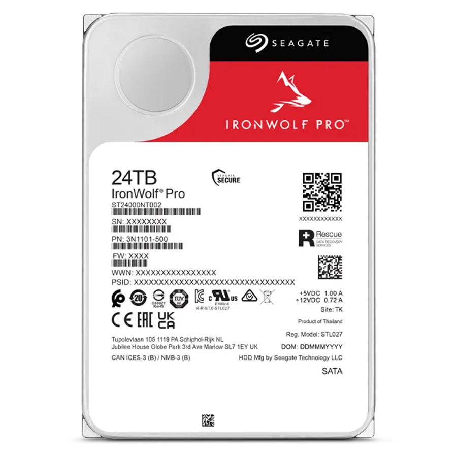 Seagate Ironwolf Pro 24TB 3.5'' Hdd Nas Drives 7200 Rpm; SATA 6GB/S Interface; 256MB CACHE;550TB/...