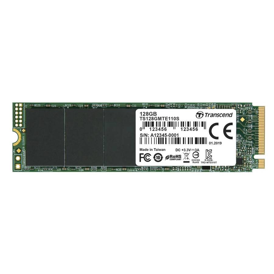 Transcend 128GB MTE110S PCI-E Gen 3X4 M.2 2280 SSD 3D Tlc 1500 Mb/S Read 550 Mb/S Write 50 Tbw
