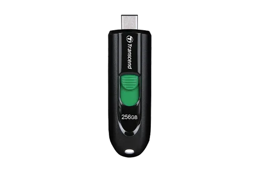 Transcend 256GB JF790C USB C (5GPBS) Capless Flash Drive Black And Green