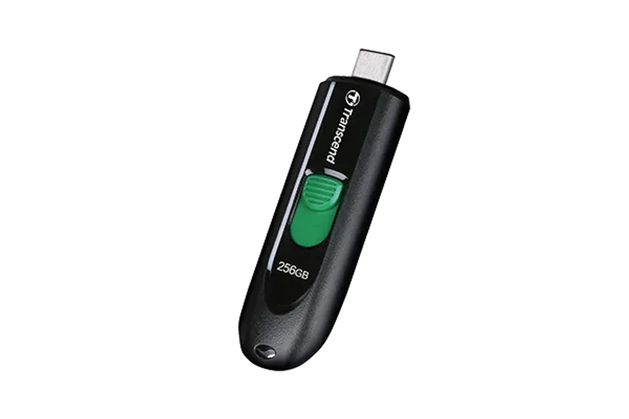 Transcend 256GB JF790C USB C (5GPBS) Capless Flash Drive Black And Green