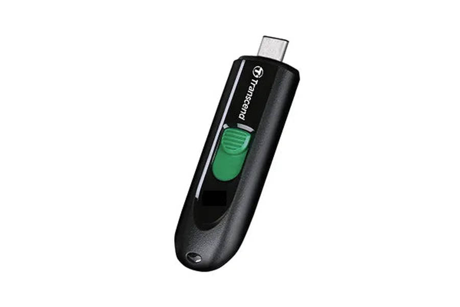 Transcend 64GB JF790 USB C (5GPBS) Capless Flash Drive Black And Green